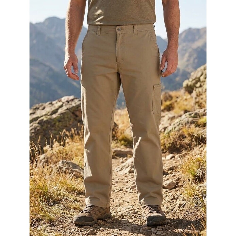 Columbia Flex ROC Pants Mens 42x30 Khaki Tan Regular Fit Utility Canvas